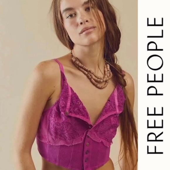 Free People Tops - NWT Free People Raspberry Lace Crop Camisole, Size S, MSRP $98
